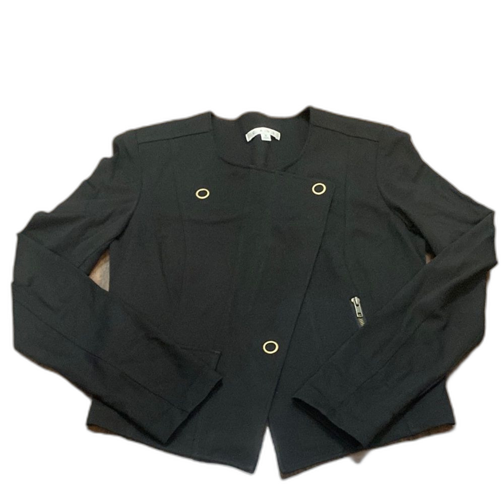 CAbi Black Moto Ponte Jacket Blazer Asymmetrical Design